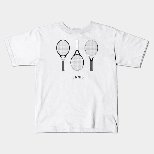 Tennis Rackets set illustrations Kids T-Shirt by MariOyama